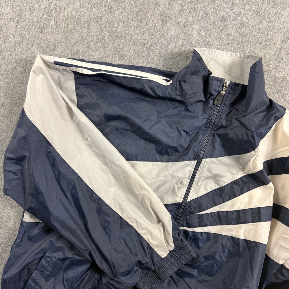 Vintage JG Hook Mens Windbreaker Navy Cream Colorblock Track Jacket Size L